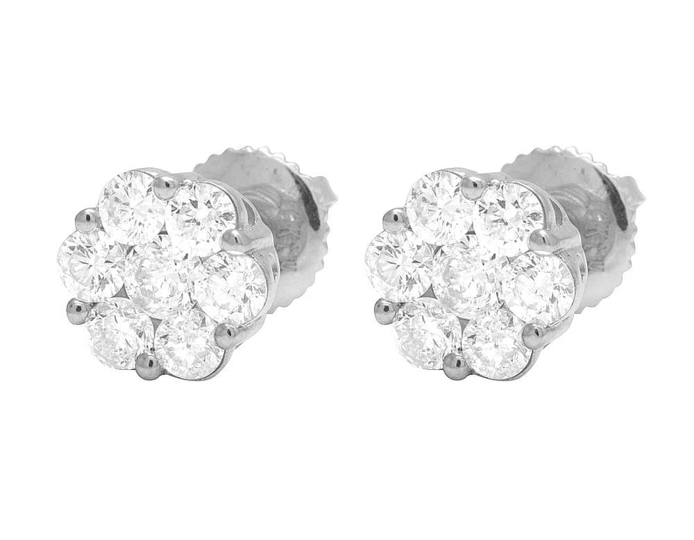 UNISEX DIAMOND CLUSTER STUD EARRINGS - 4
