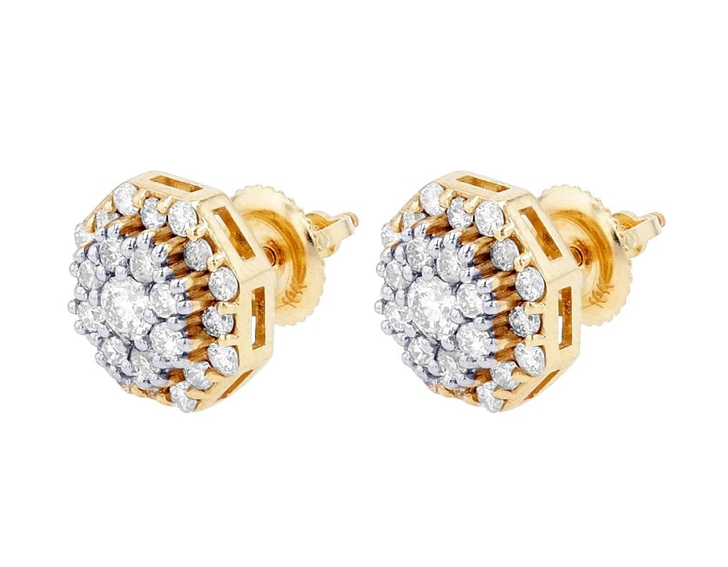 HEXAGON CLUSTER DIAMOND STUD EARRINGS - 3