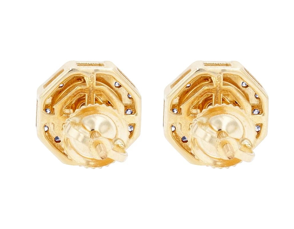 HEXAGON CLUSTER DIAMOND STUD EARRINGS - 4