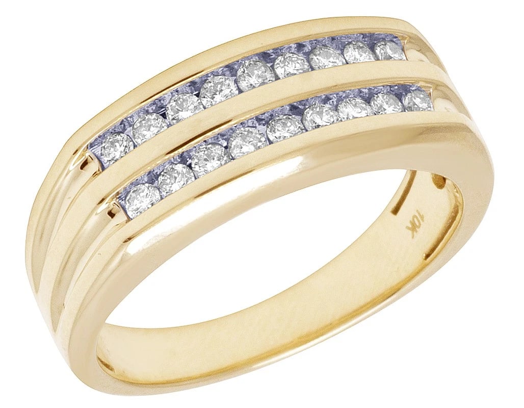 DIAMOND MENS TWO ROW CHANNEL RING (1 of 5)