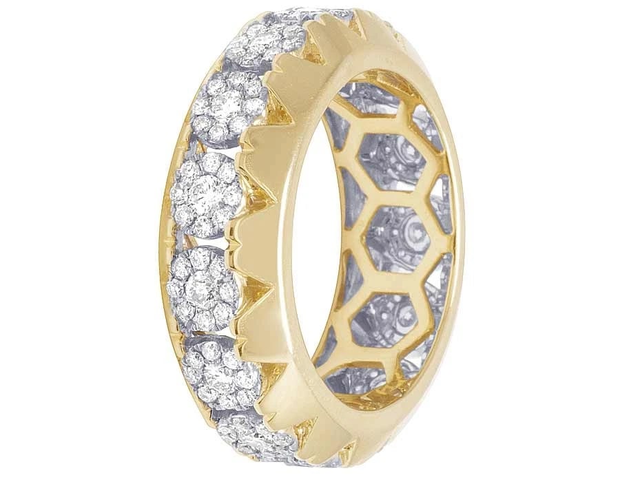 DIAMOND CLUSTER ETERNITY MENS WEDDING BAND RING: Diamond Cluster Eternity Mens Wedding Band Ring Brand: None Type/Style: Ring Material: 14k Yellow Gold Color: Yellow Gold Size: 10US Accessories: None Accessories Notice: When purchasing pre-owned