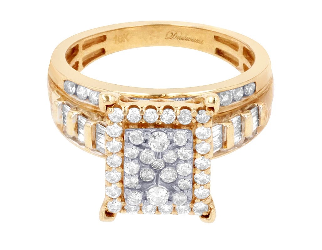 RECTANGULAR CLUSTER DIAMOND BAGUETTE ENGAGEMENT / WEDDING RING - 2