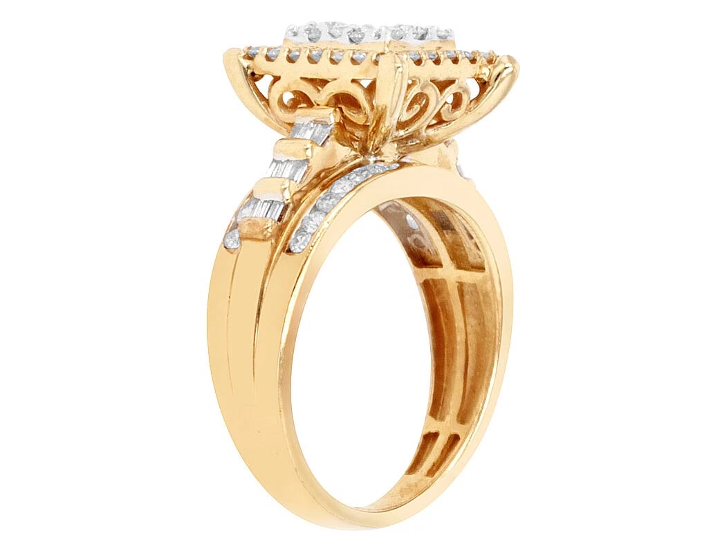 RECTANGULAR CLUSTER DIAMOND BAGUETTE ENGAGEMENT / WEDDING RING - 4