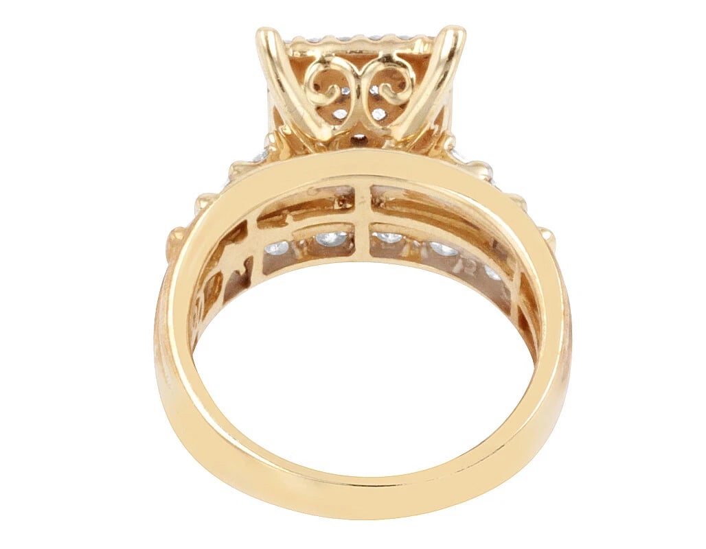 RECTANGULAR CLUSTER DIAMOND BAGUETTE ENGAGEMENT / WEDDING RING - 5