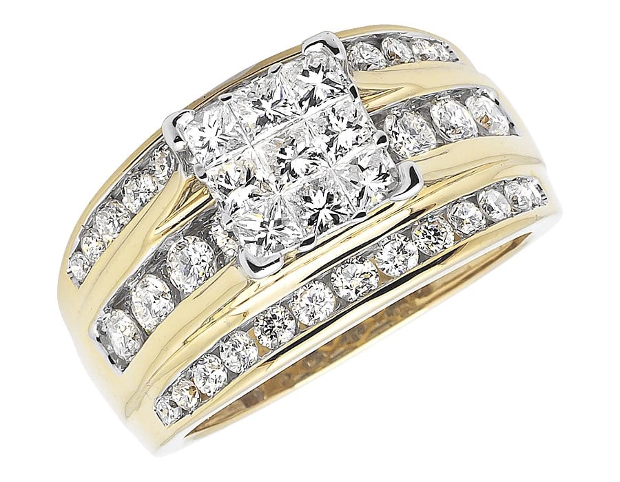 INVISIBLE PRINCESS DIAMOND ENGAGEMENT WEDDING RING: Invisible Princess Diamond Engagement Wedding Ring Brand: None Type/Style: Ring Material: 14k Yellow Gold Color: Yellow Gold Size: 7US Accessories: None Accessories Notice: When purchasing