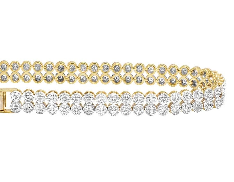 DIAMOND 2 ROW CLUSTER BRACELET - 4