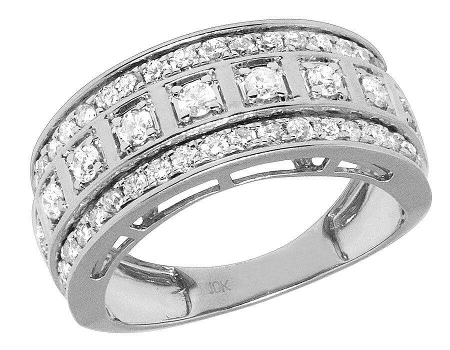 GENUINE DIAMONDS WEDDING ENGAGEMENT BAND RING: Genuine Diamonds Wedding Engagement Band Ring Brand: None Type/Style: Ring Material: 10k White Gold Color: White Gold Size: 10US Accessories: None Accessories Notice: When purchasing pre-owned goods,
