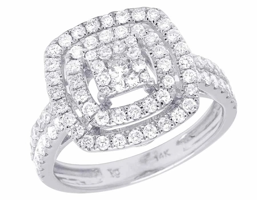 GENUINE DIAMOND SQUARE CLUSTER ENGAGEMENT RING: Genuine Diamond Square Cluster Engagement Ring Brand: None Type/Style: Ring Material: 14k White Gold Color: White Gold Size: 7US Accessories: None Accessories Notice: When purchasing pre-o