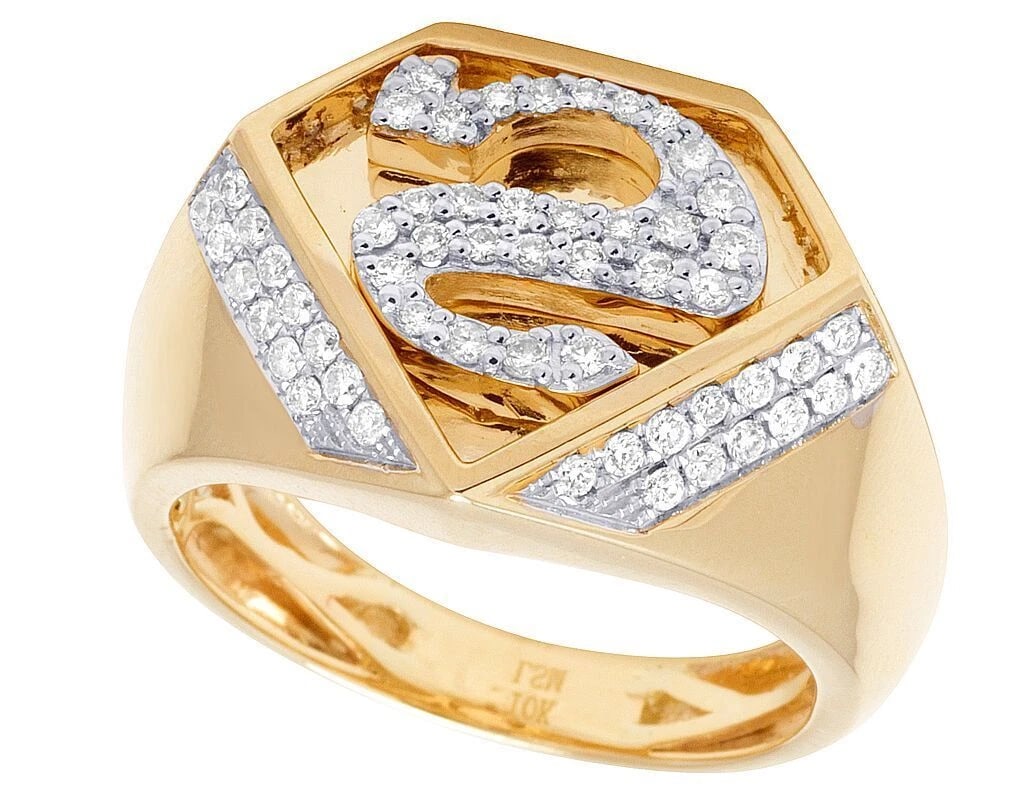 DIAMOND SUPERMAN LOGO SHIELD PINKY RING - 3