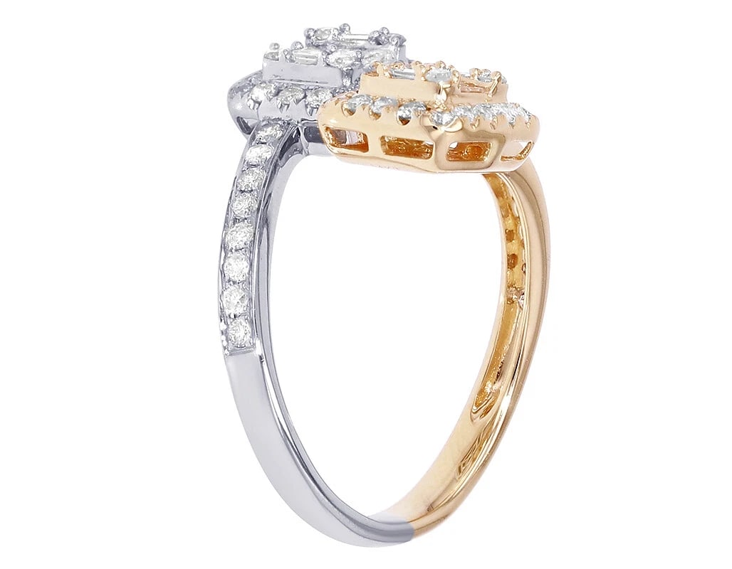 SQUARE BAGUETTE DIAMOND TWO-TONE RING - 3
