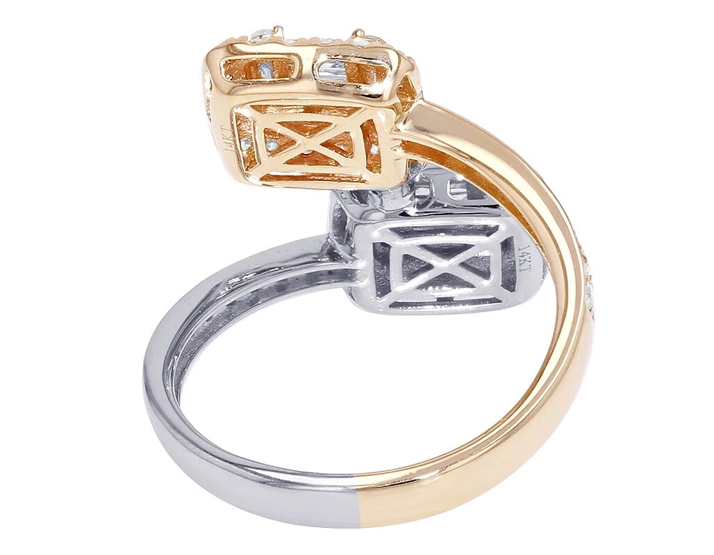 SQUARE BAGUETTE DIAMOND TWO-TONE RING - 4