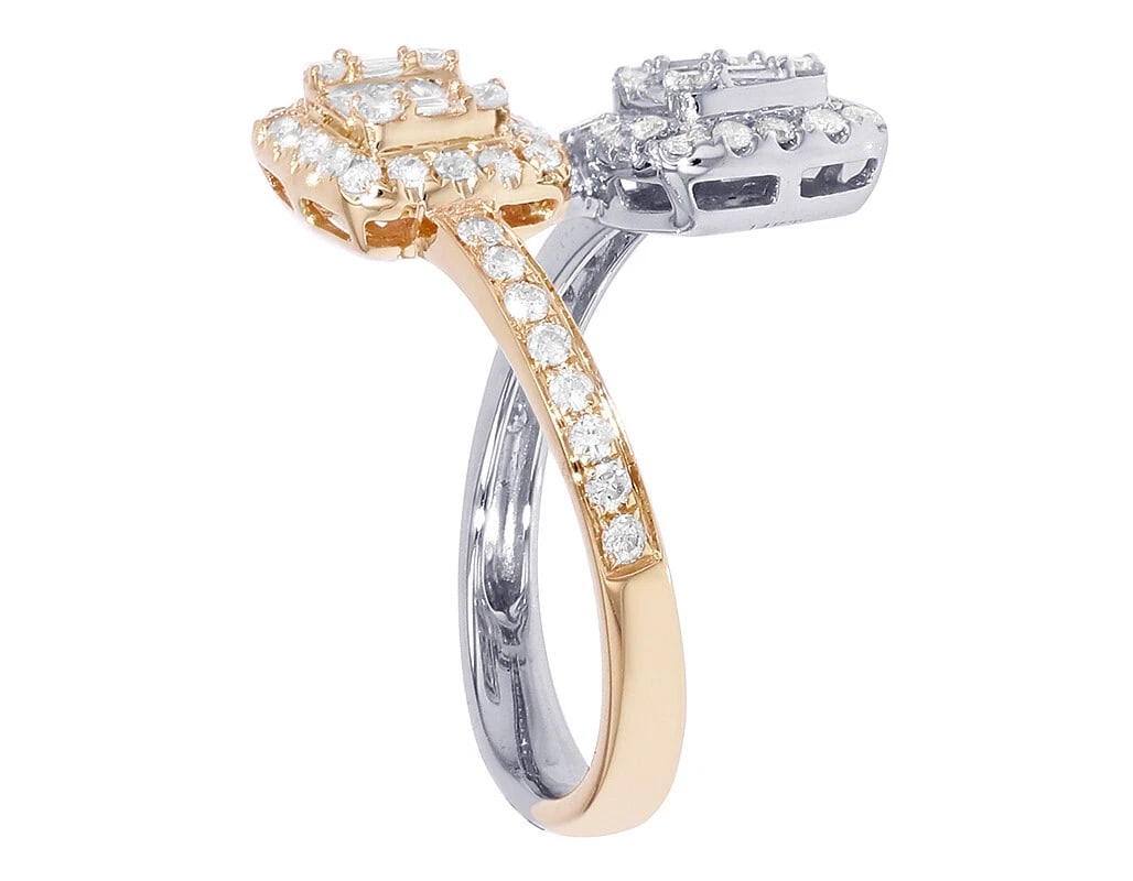 SQUARE BAGUETTE DIAMOND TWO-TONE RING - 5