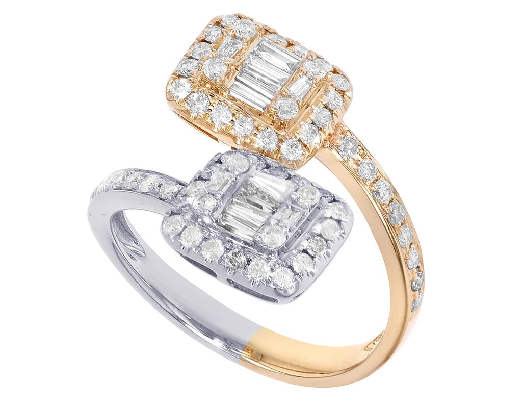 SQUARE BAGUETTE DIAMOND TWO-TONE RING - 6