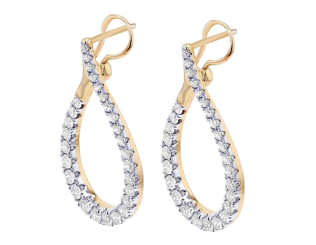 TEARDROP DANGLE DIAMOND EARRINGS - 2
