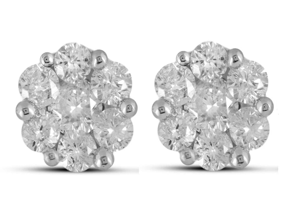 GENIUNE DIAMOND FLOWER CLUSTER STUD EARRINGS: Geniune Diamond Flower Cluster Stud Earrings Brand: None Type/Style: Earring Material: 14k Yellow Gold Color: Yellow Gold Size: Dimension Length 5.35 MM Width 5.84 MM Accessories: None Accessories