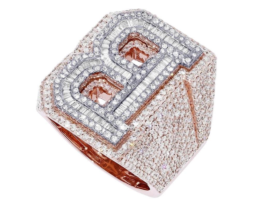 INITIAL DIAMOND RING 10K ROSE-WHITE GOLD - 5