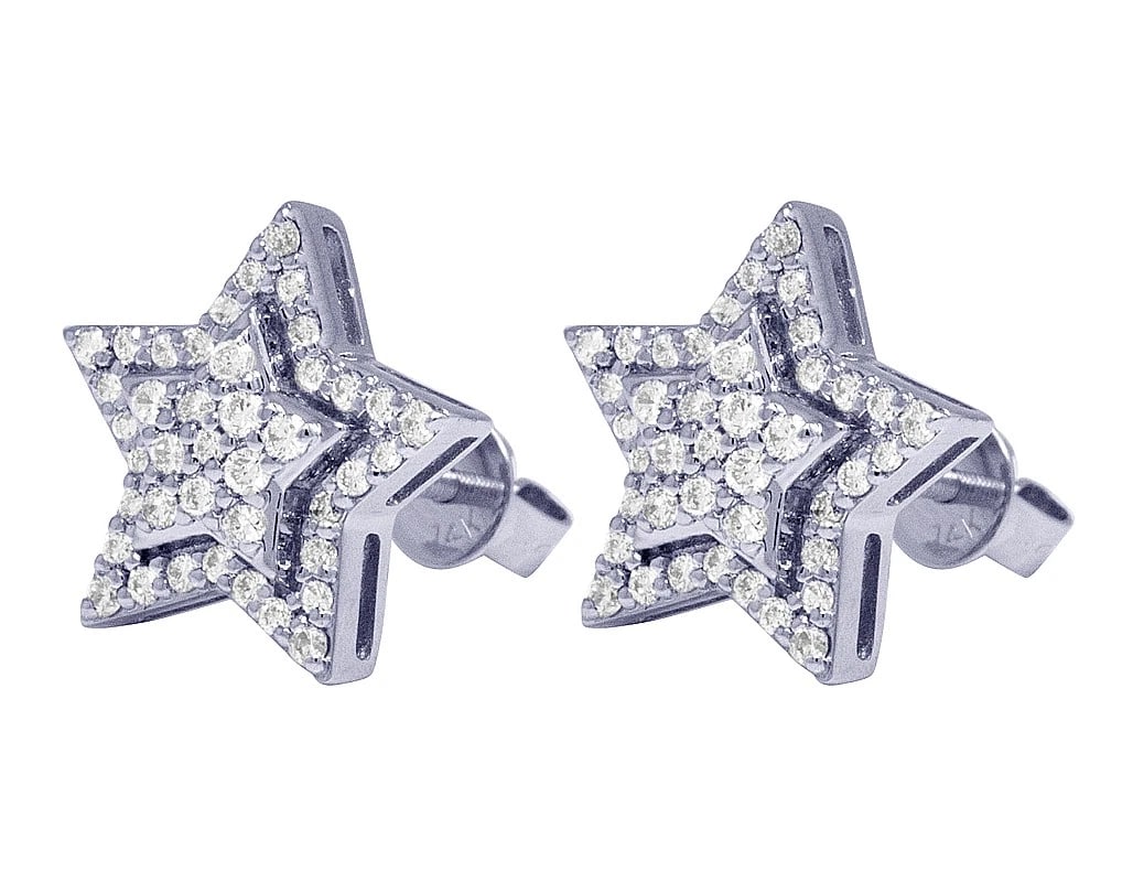 DIAMOND FIVE POINT STAR STUD EARRINGS - 2