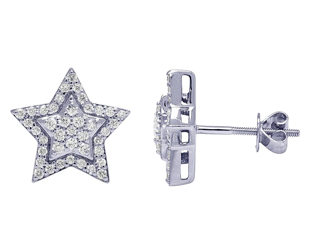 DIAMOND FIVE POINT STAR STUD EARRINGS - 3