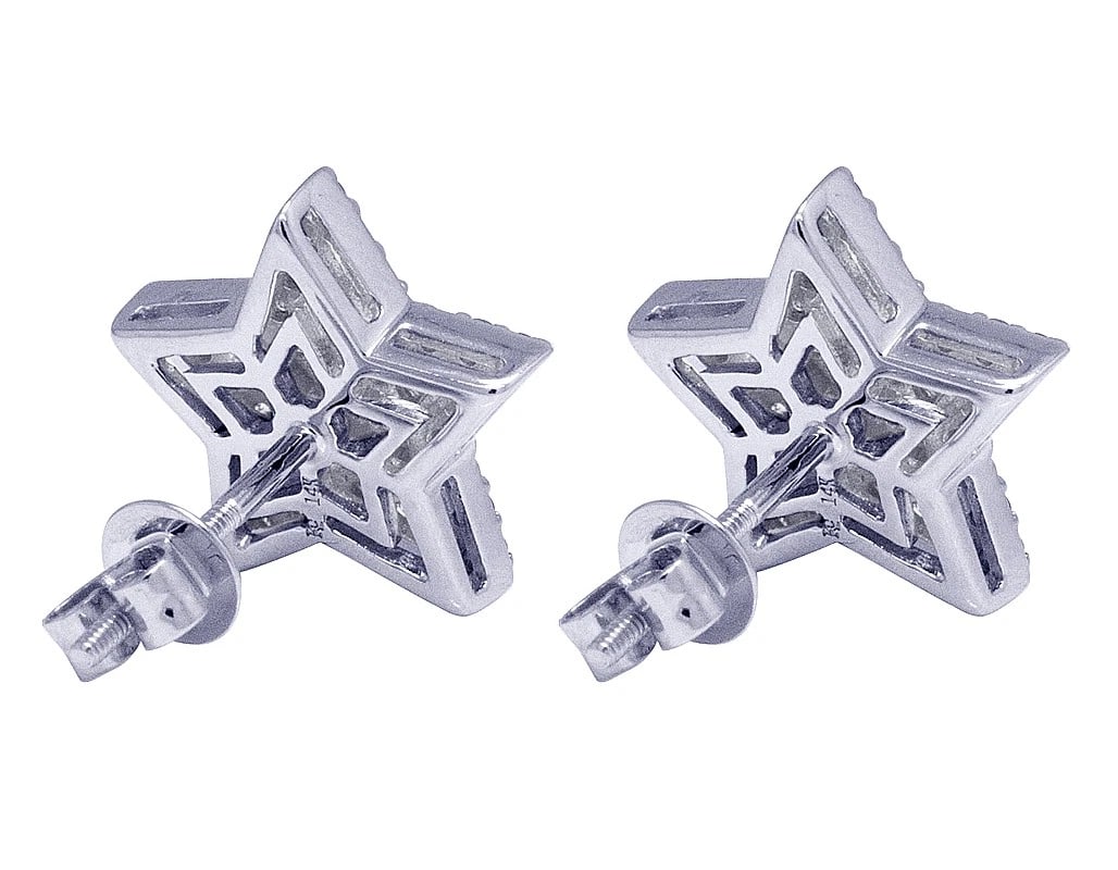 DIAMOND FIVE POINT STAR STUD EARRINGS - 4