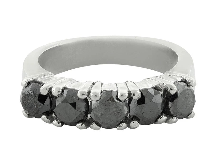 STONE SHARED PRONG TREATED BLACK DIAMOND RING - 2