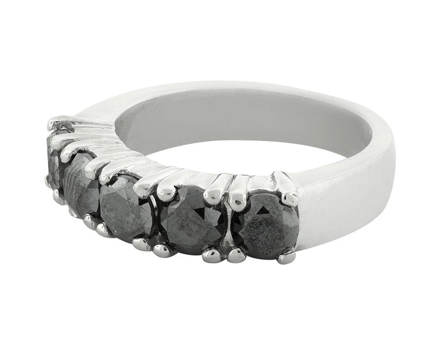 STONE SHARED PRONG TREATED BLACK DIAMOND RING - 3