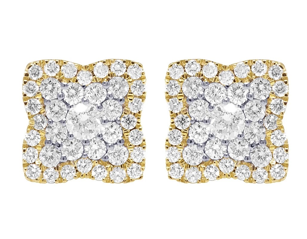 10K CLOVER STUD DIAMOND EARRINGS - 2
