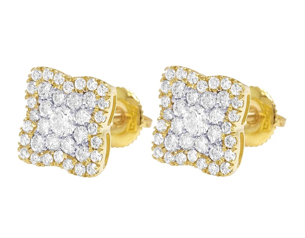 10K CLOVER STUD DIAMOND EARRINGS - 3