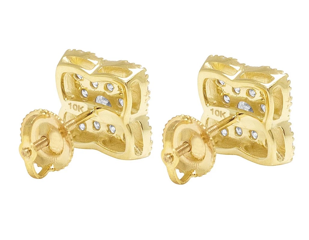10K CLOVER STUD DIAMOND EARRINGS - 4
