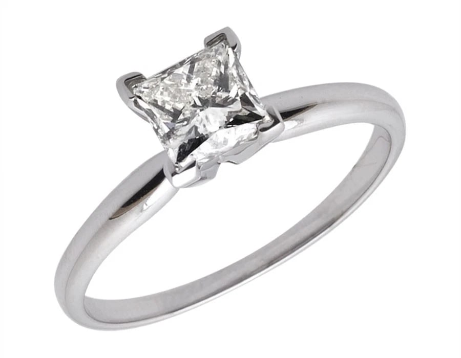 PRONG PRINCESS DIAMOND SOLITAIRE ENGAGEMENT RING: Prong Princess Diamond Solitaire Engagement Ring Brand: None Type/Style: Ring Material: 14k White Gold Color: White Gold Size: 7US Accessories: None Accessories Notice: When purchasing pre-owned