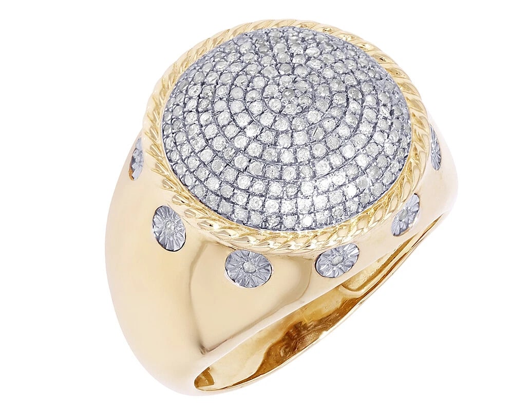DOME DIAMOND PINKY RING 10K YELLOW-WHITE GOLD (1 of 5)