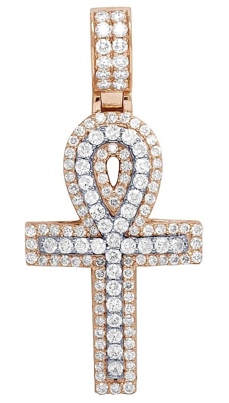 MENS DIAMOND EGYPTIAN ANKH CROSS PENDANT: Mens Diamond Egyptian Ankh Cross Pendant Brand: None Type/Style: Pendant Material: 10k Rose Gold Color: Rose Gold Size: Dimension 2 inches Accessories: None Accessories Notice: When purchasing
