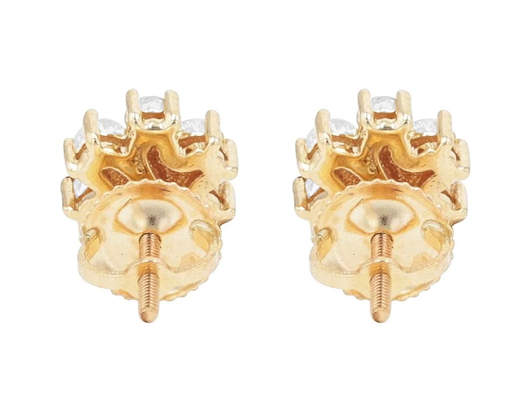 FLOWER CLUSTER DIAMOND STUD EARRINGS - 4