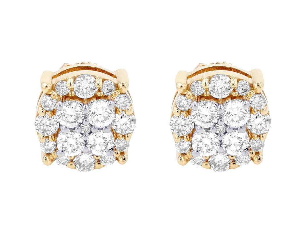 CLUSTER HALO DIAMOND STUD EARRINGS - 2