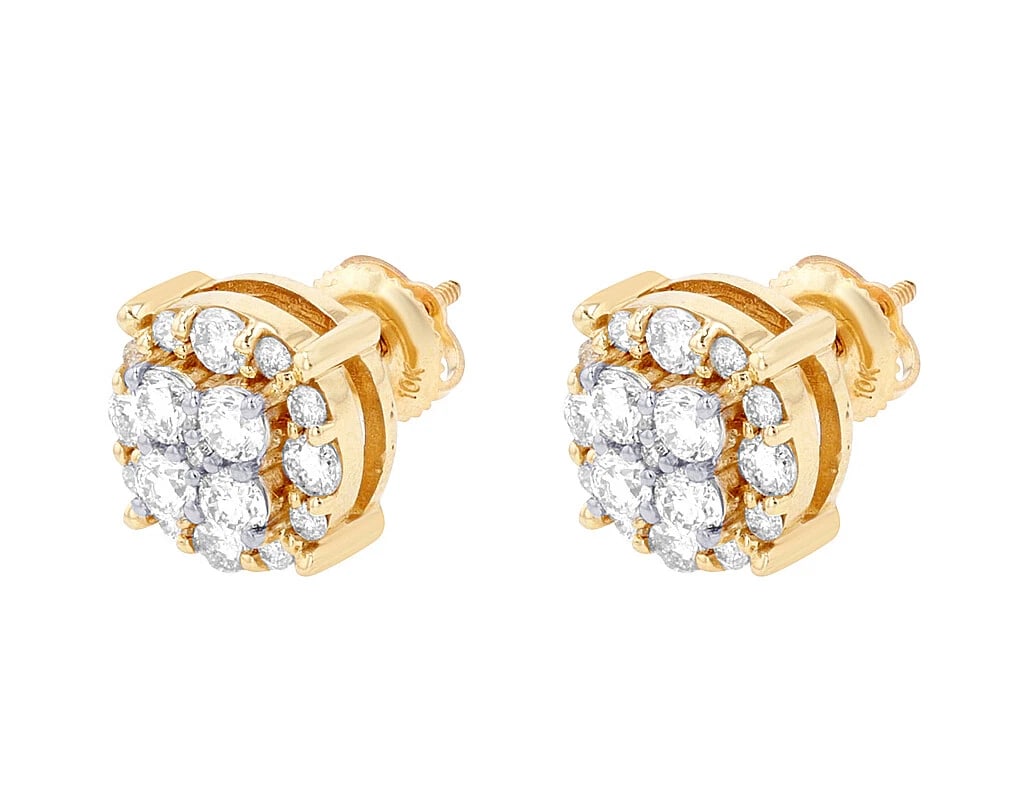 CLUSTER HALO DIAMOND STUD EARRINGS - 3