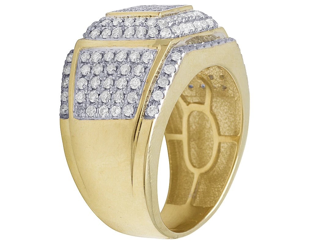 MENS SQUARE FRAME PUFF DIAMOND STATEMENT PINKY RING - 3