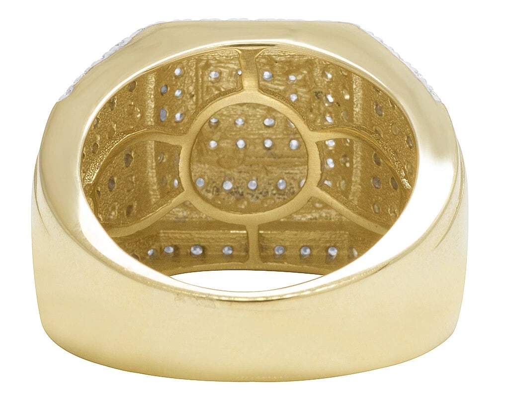 MENS SQUARE FRAME PUFF DIAMOND STATEMENT PINKY RING - 4