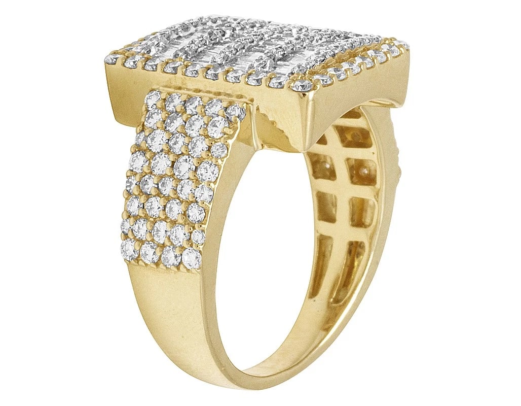 BAGUETTE DIAMOND RECTANGLE BAR RING - 2