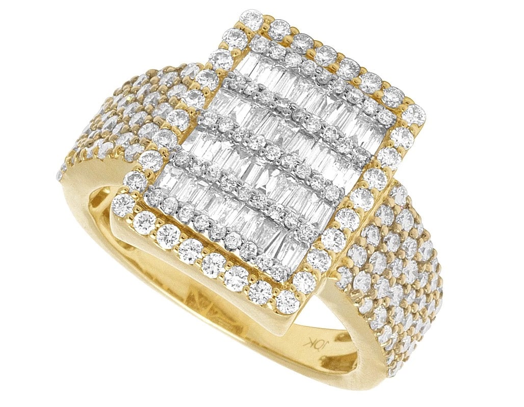 BAGUETTE DIAMOND RECTANGLE BAR RING - 3