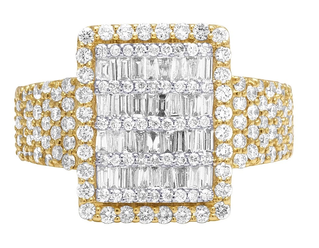 BAGUETTE DIAMOND RECTANGLE BAR RING - 4