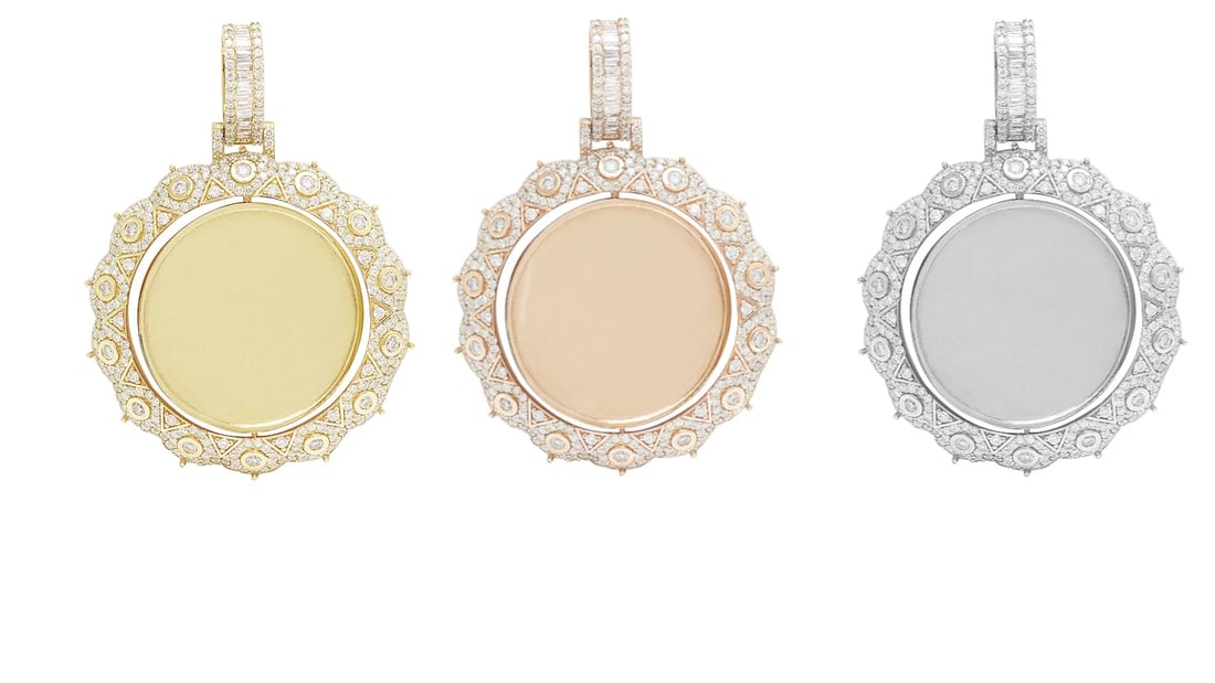 10K GOLD DIAMOND SWIVEL MEMORY PENDANT: 10K Gold Diamond Swivel Memory Pendant Brand: None Type/Style: Necklace Material: 10K Gold, Main Stone/Creation Natural Color: Gold Size: Dimension 2" Accessories: None Accessories Notice: When