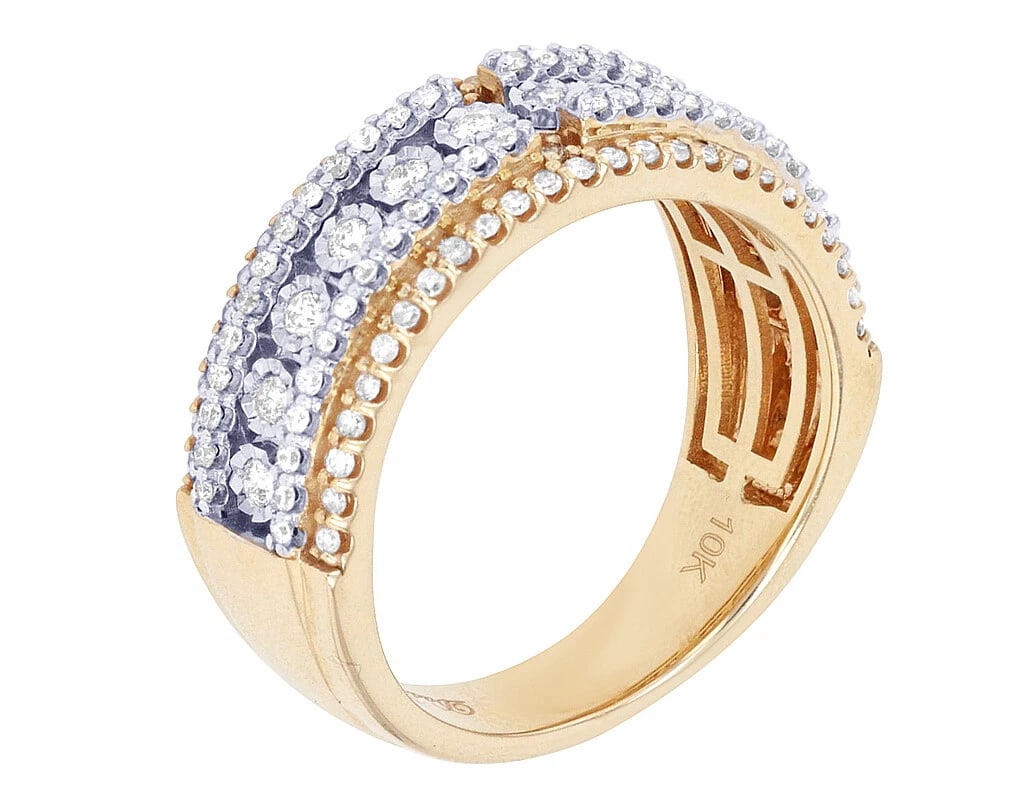 ILLUSION DIAMOND BAND RING 10K YELLOW GOLD: Illusion Diamond Band Ring 10K Yellow Gold Brand: None Type/Style: Ring Material: 10K Yellow Gold, Main Stone/Creation Natural Color: Yellow Gold Size: 10US Accessories: None Accessories N
