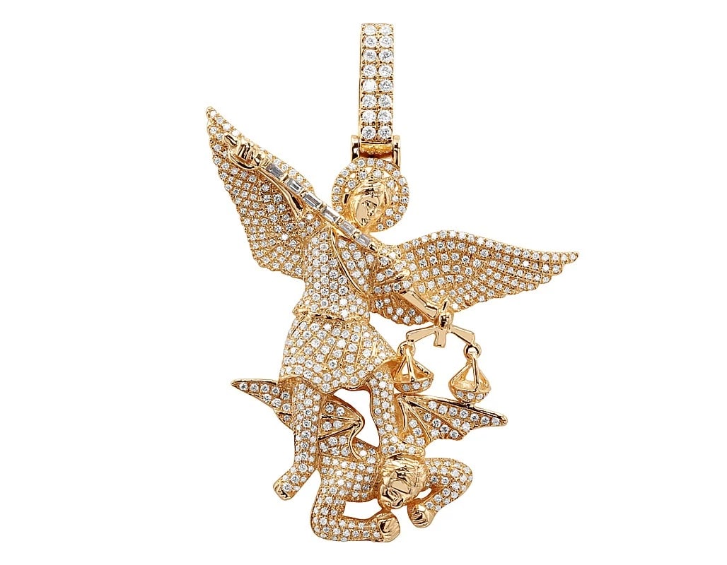 ST. MICHAEL'S DIAMOND DEVIL PENDANT 10K YELLOW GOLD (1 of 3)