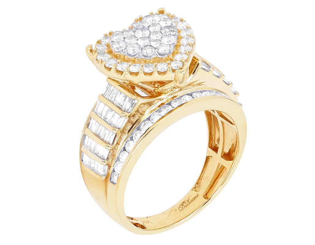 BAGUETTE DIAMOND HEART CLUSTER ENGAGEMENT / WEDDING RING (1 of 5)