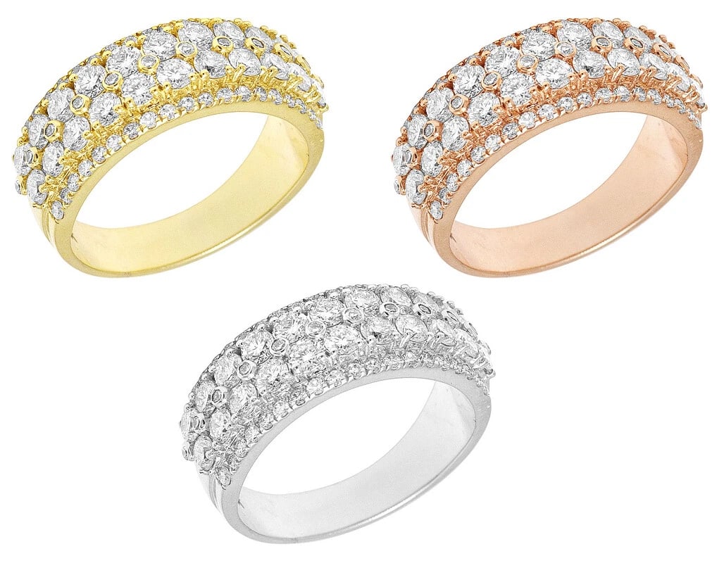 TWO ROW DIAMOND BAND RING 10K GOLD (1 of 6)