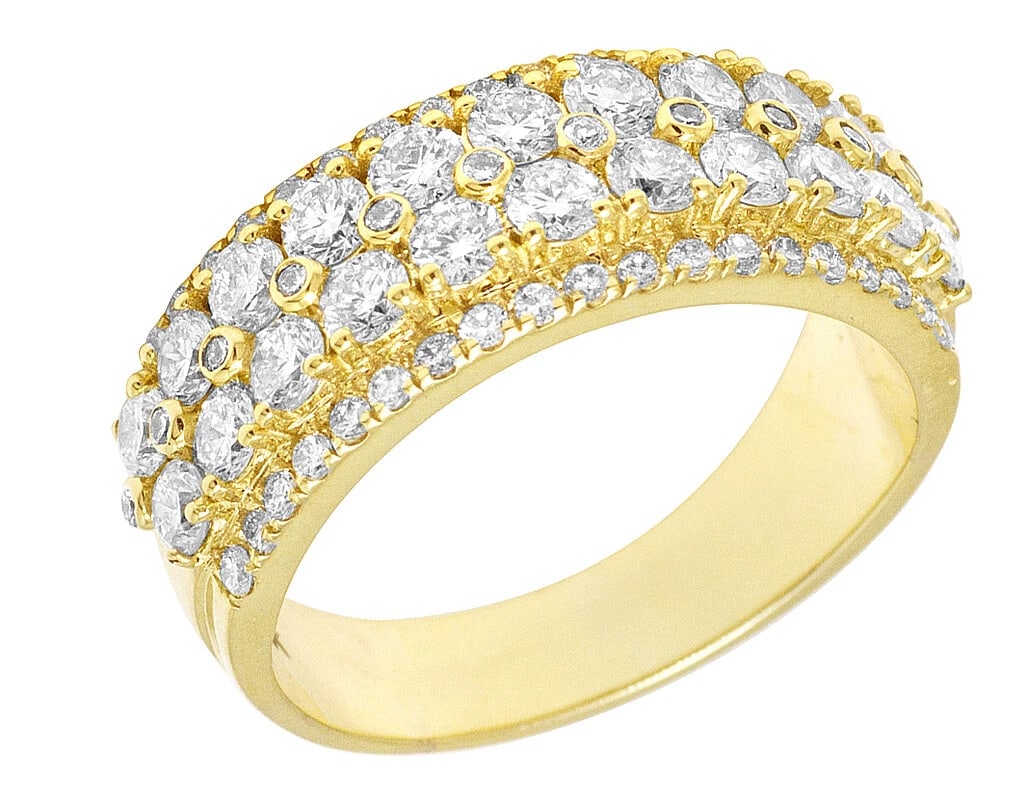 TWO ROW DIAMOND BAND RING 10K GOLD: Two Row Diamond Band Ring 10K Gold Brand: None Type/Style: Ring Material: 10K Gold, Main Stone/Creation Natural Color: Gold Size: 10.5US Accessories: None Accessories Notice: When purchasi