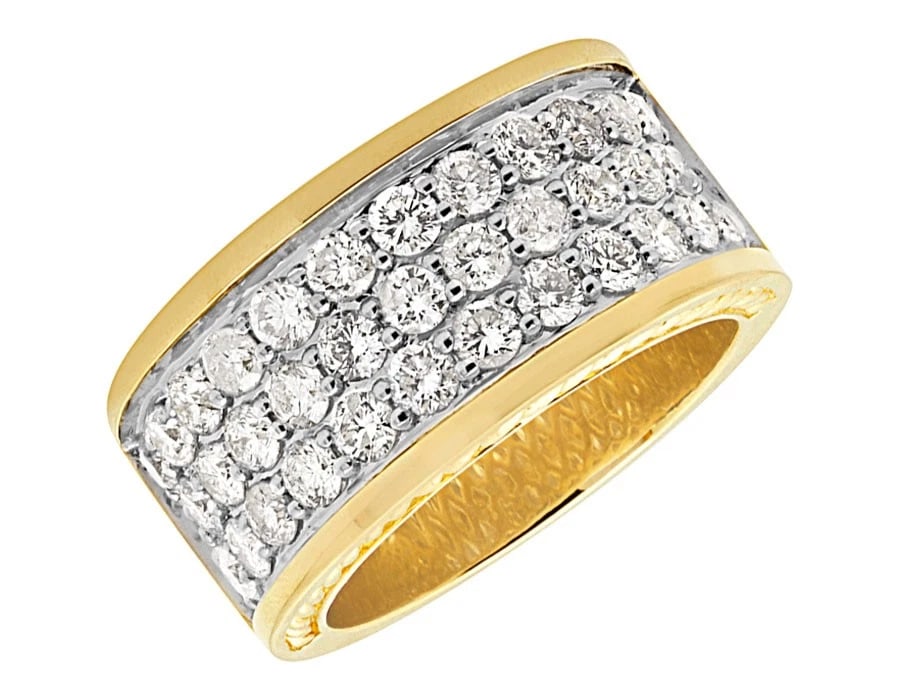 MENS 10K YELLOW GOLD ROW GENUINE DIAMOND WEDDING ENGAGEMENT RING BAND: Mens 10K Yellow Gold Row Genuine Diamond Wedding Engagement Ring Band Brand: None Type/Style: Ring Material: 10K Yellow Gold, Main Stone/Creation Natural Color: Yellow Gold Size: 10US Accessories: