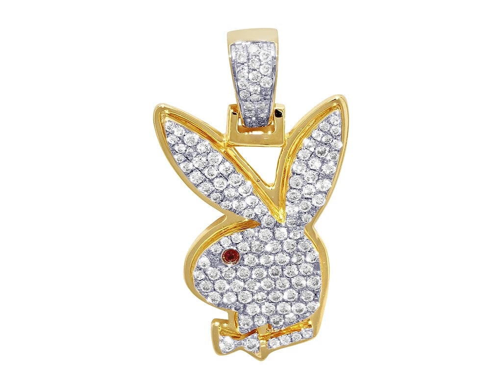 BUNNY WITH BOW TIE DIAMOND PENDANT 10K YELLOW GOLD: Bunny with Bow tie Diamond Pendant 10K Yellow Gold Brand: None Type/Style: Necklace Material: 10k Yellow Gold, Main Stone/Creation Natural Color: Yellow Gold Size: Dimension 1.3" Accessories: None