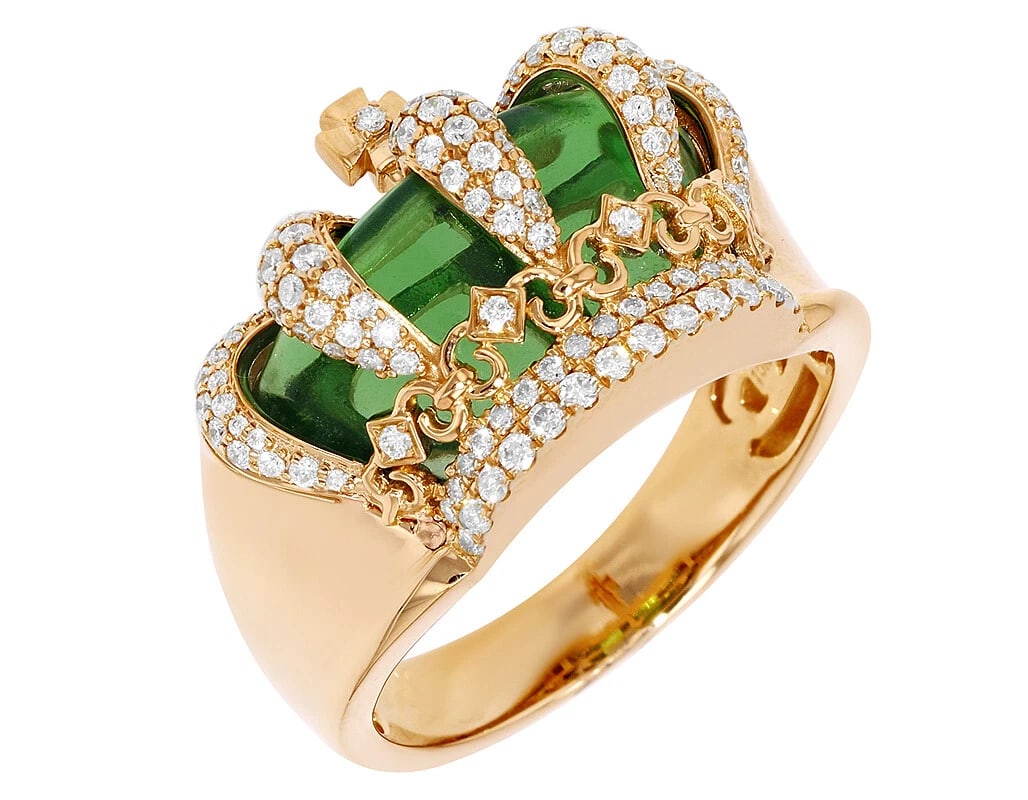 GREEN CROWN DIAMOND PINKY RING 10K YELLOW GOLD: Green Crown Diamond Pinky Ring 10K Yellow Gold Brand: None Type/Style: Ring Material: 10k Yellow Gold, Main Stone/Creation Natural Color: Yellow Gold Size: 10US Accessories: None Accessori