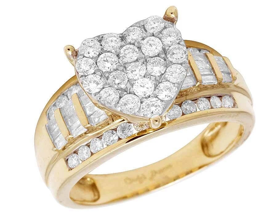 10K YELLOW GOLD HEART BAGUETTE GENUINE DIAMOND ENGAGEMENT RING: 10K Yellow Gold Heart Baguette Genuine Diamond Engagement Ring Brand: None Type/Style: Ring Material: 10k Yellow Gold, Main Stone/Creation Natural Color: Yellow Gold Size: 7US Accessories: None