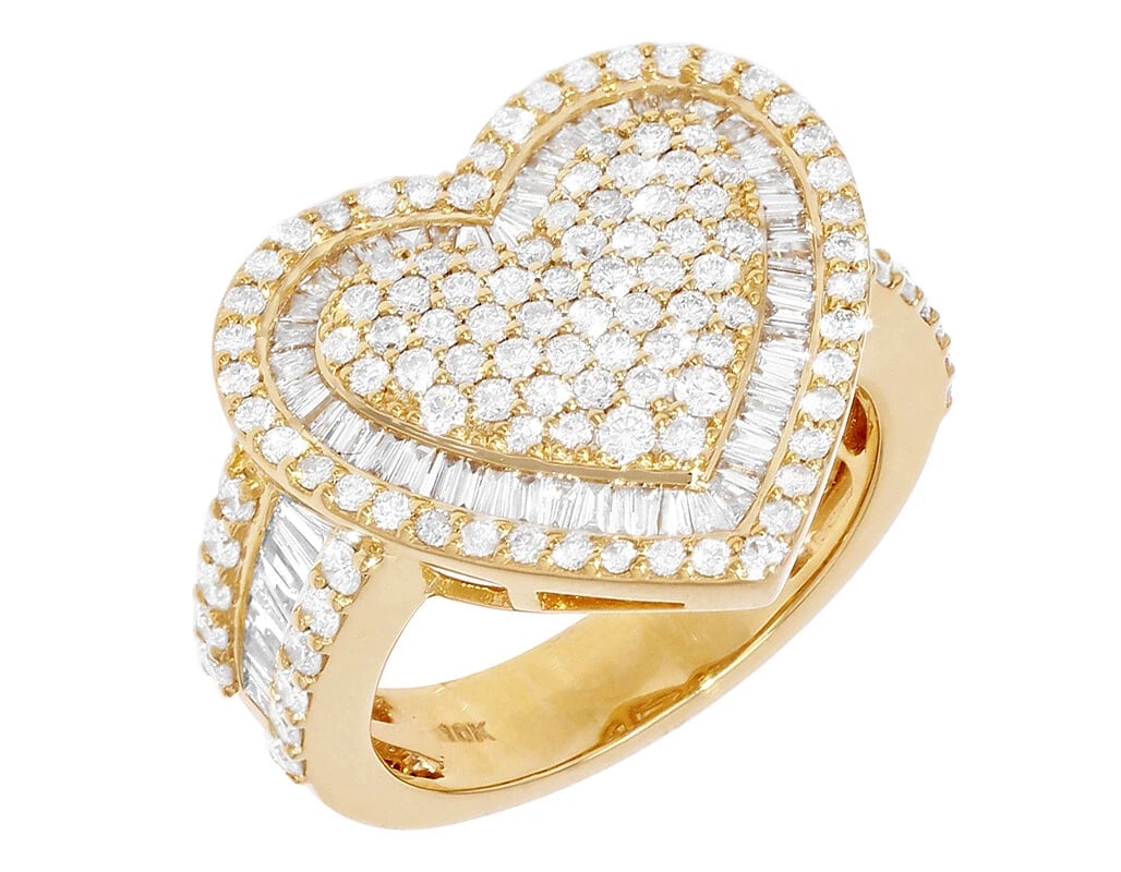 HEART BAGUETTE DIAMOND RING 10K YELLOW GOLD: Heart Baguette Diamond Ring 10K Yellow Gold Brand: None Type/Style: Ring Material: 10k Yellow Gold Color: Yellow Gold Size: 7US Accessories: None Accessories Notice: When purchasing pre-owned goods,
